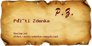 Póti Zdenka névjegykártya